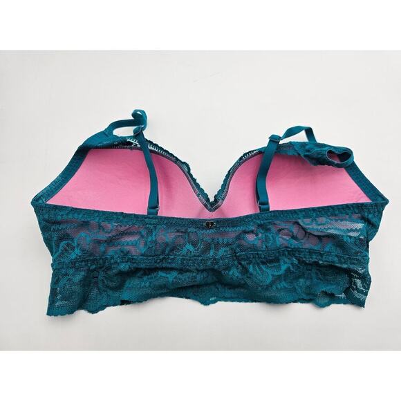 Victoria's Secret Pink Size M Teal Lace Padded Bralette - Picture 2 of 5